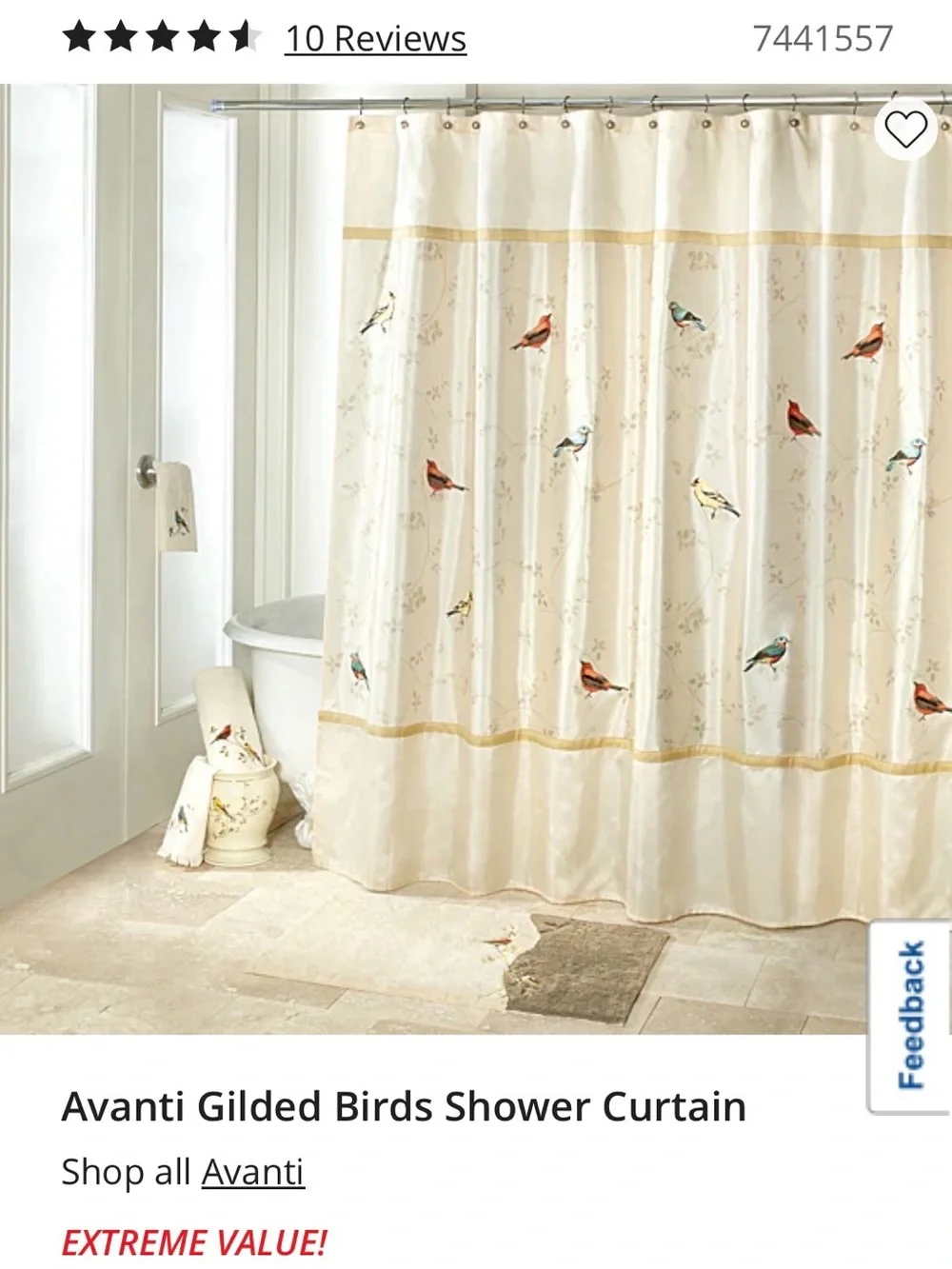 Decorative Bird Shower Curtain Hooks - Yellow & Cream